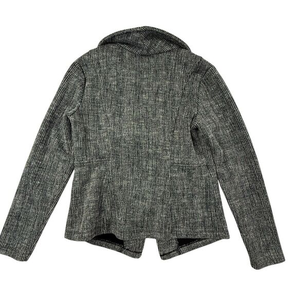 Halogen Waffle Knit Moto Jacket Asymmetrical Zip Women Small Black White Granite - Picture 3 of 10